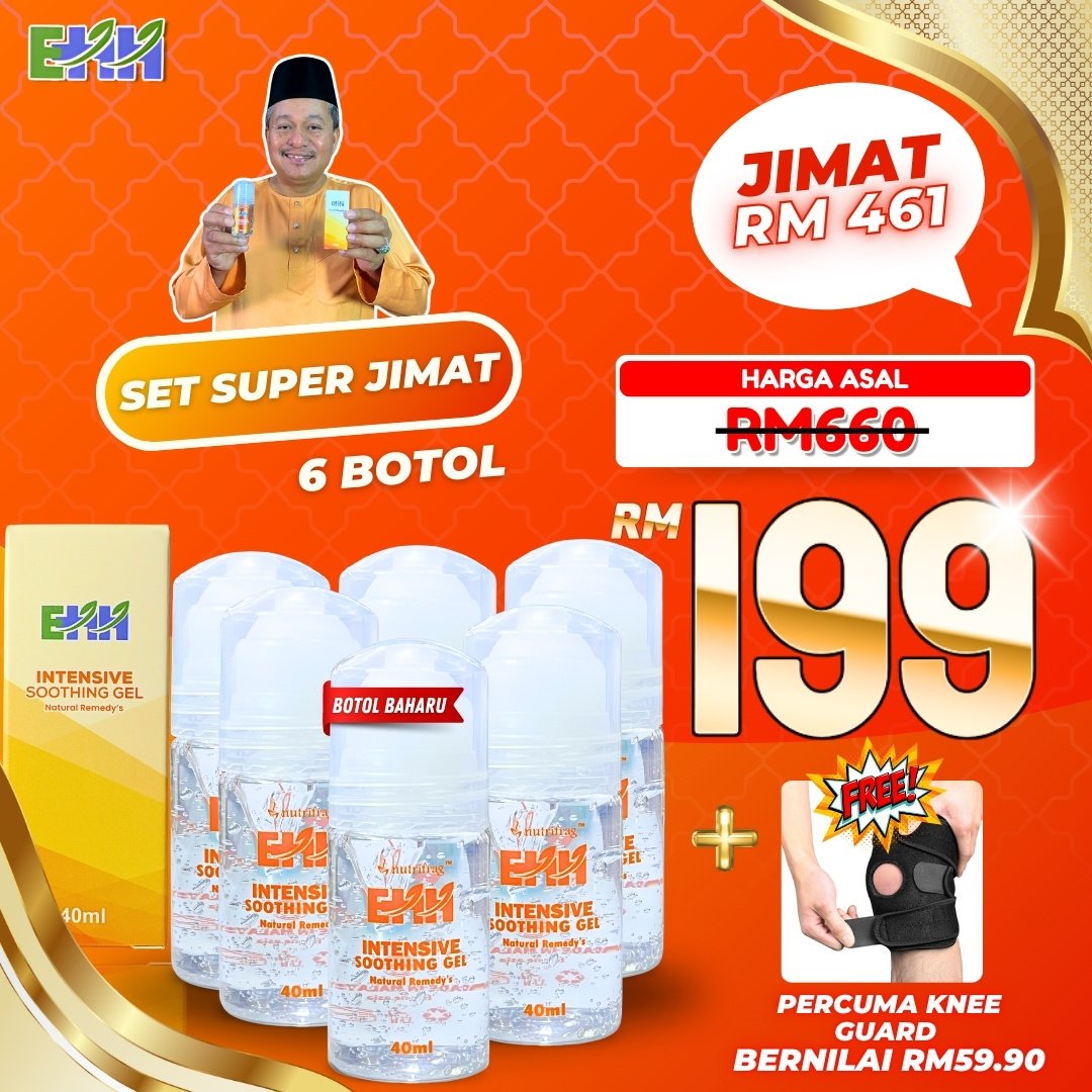 Gel EarthHerbs - Set Super Jimat (6 Botol Free Pelindung Lutut)